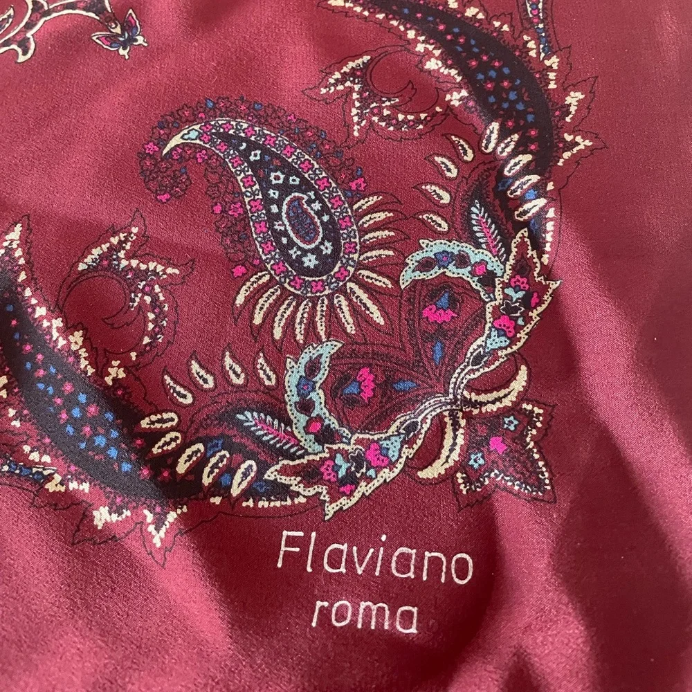 Flaviano Roma’s silk Elegant Floral Paisley, butterfly‎ red scarf 30/30